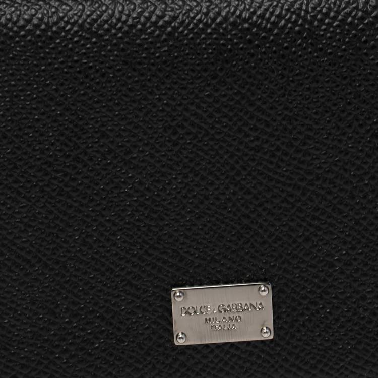Pre Owned Dolce & Gabbana Black Leather Flap Card Holder