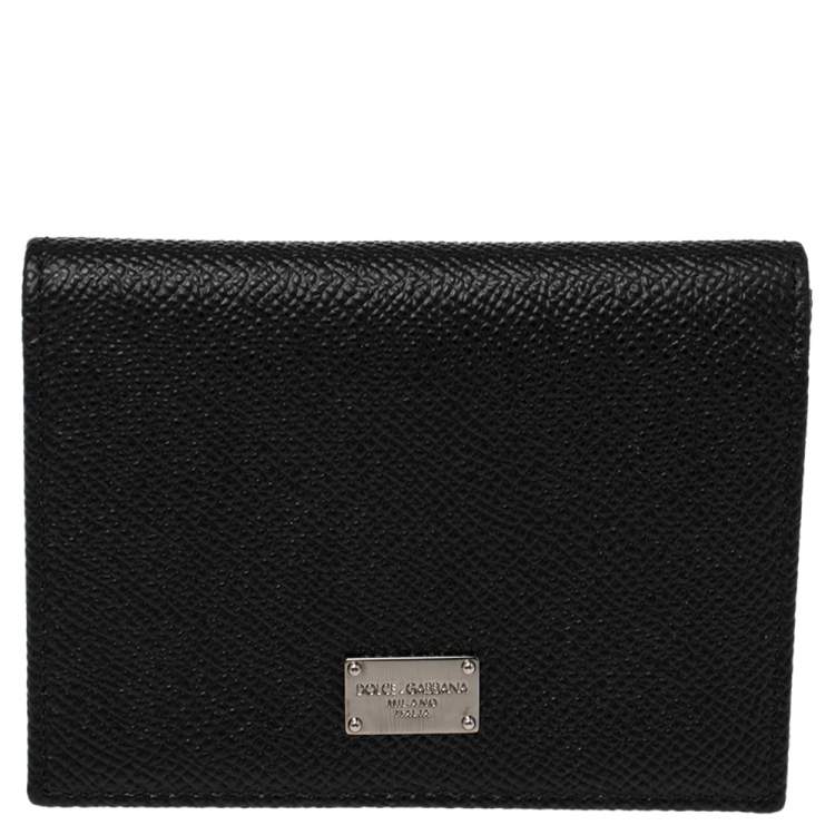 Pre Owned Dolce & Gabbana Black Leather Flap Card Holder