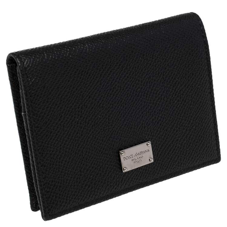Pre Owned Dolce & Gabbana Black Leather Flap Card Holder