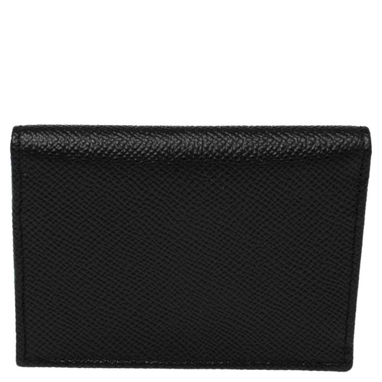 Pre Owned Dolce & Gabbana Black Leather Flap Card Holder