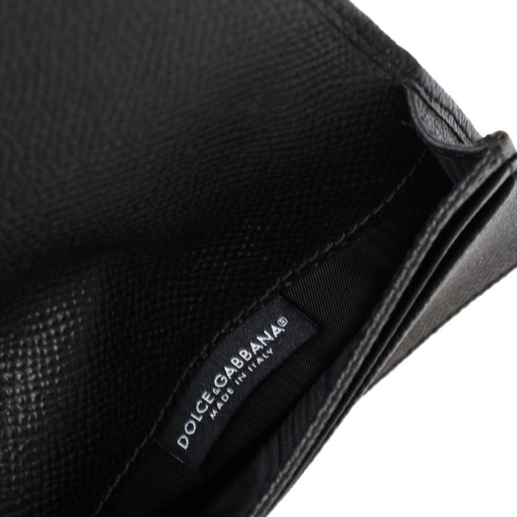 Pre Owned Dolce & Gabbana Black Leather Flap Card Holder