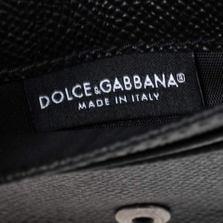 Pre Owned Dolce & Gabbana Black Leather Flap Card Holder