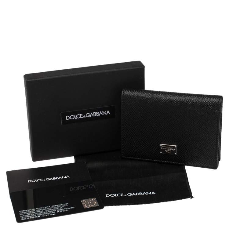 Pre Owned Dolce & Gabbana Black Leather Flap Card Holder