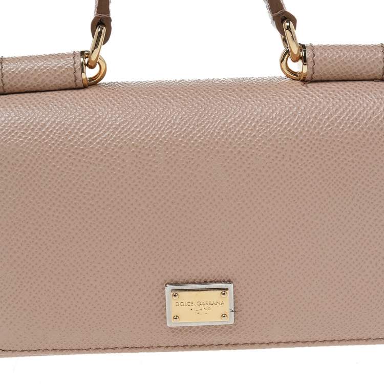 Pre Owned Dolce & Gabbana Beige Leather Miss Sicily Von Wallet on Chain