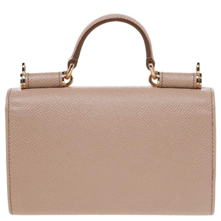 Pre Owned Dolce & Gabbana Beige Leather Miss Sicily Von Wallet on Chain