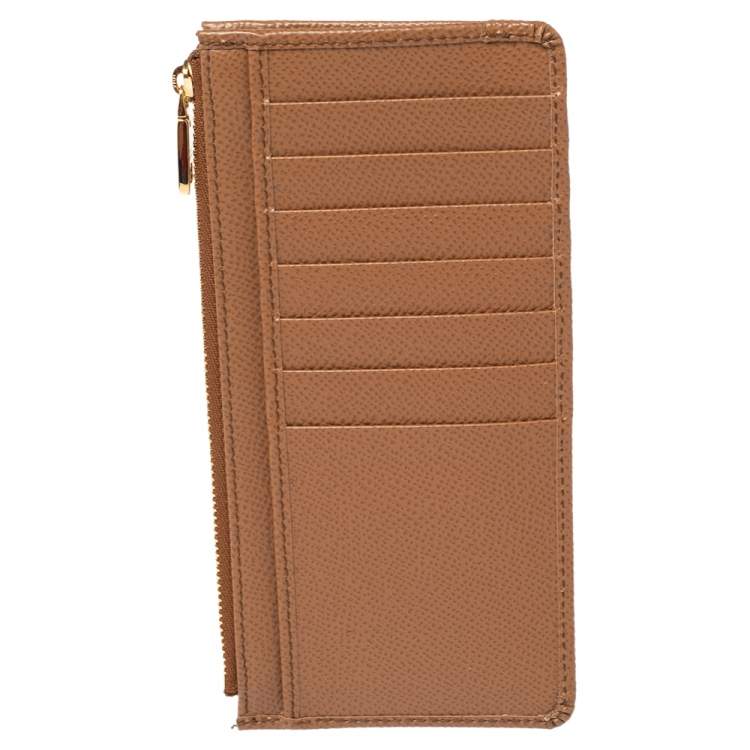 Pre Owned Dolce & Gabbana Brown Leather Zip Card Holder