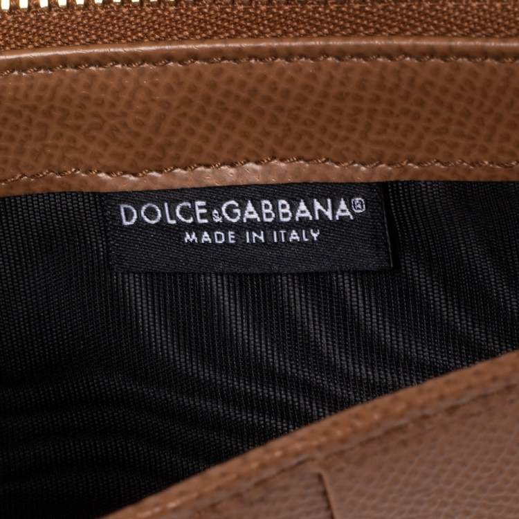 Pre Owned Dolce & Gabbana Brown Leather Zip Card Holder