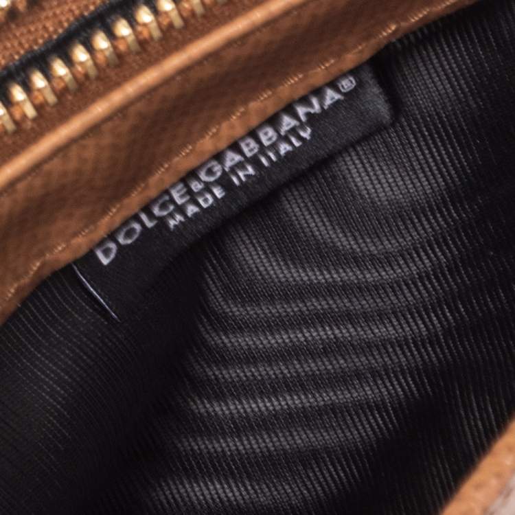Pre Owned Dolce & Gabbana Brown Leather Zip Card Holder