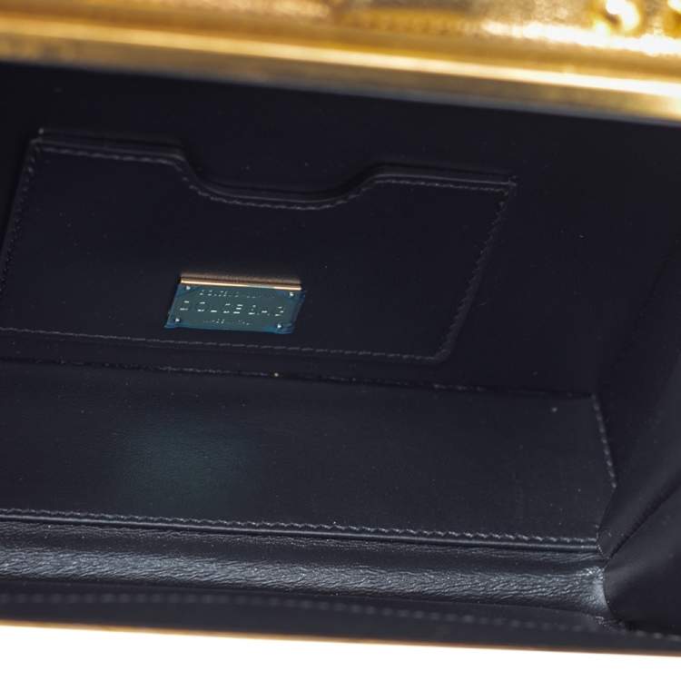Pre Owned Dolce & Gabbana Gold Acrylic and Leather Dolce Box Regine Bag