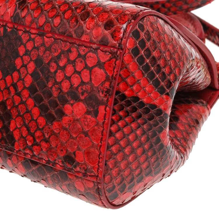 Pre Owned Dolce & Gabbana Red Python Micro Miss Sicily Top Handle Bag