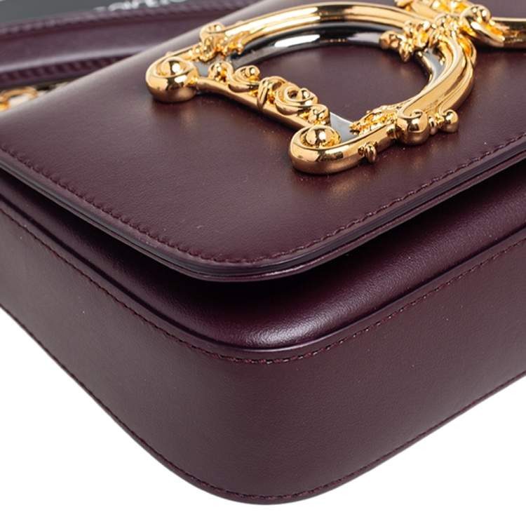 Pre Owned Dolce & Gabbana Burgundy Leather DG Girls Shoulder Bag