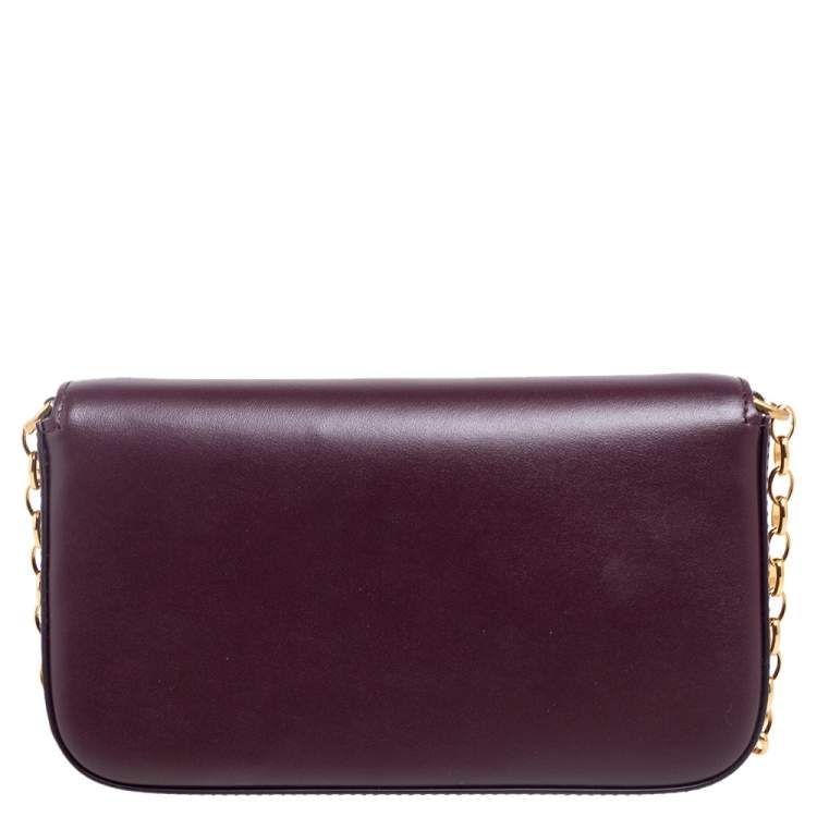 Pre Owned Dolce & Gabbana Burgundy Leather DG Girls Shoulder Bag