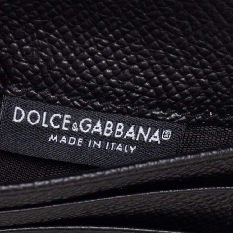 Pre Owned Dolce & Gabbana Black Graffiti Print Leather Tri-fold Wallet