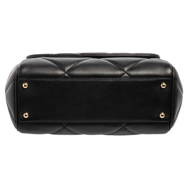 Pre Owned Dolce & Gabbana Black Quilted Leather Medium Miss Sicily Top Handle Bag