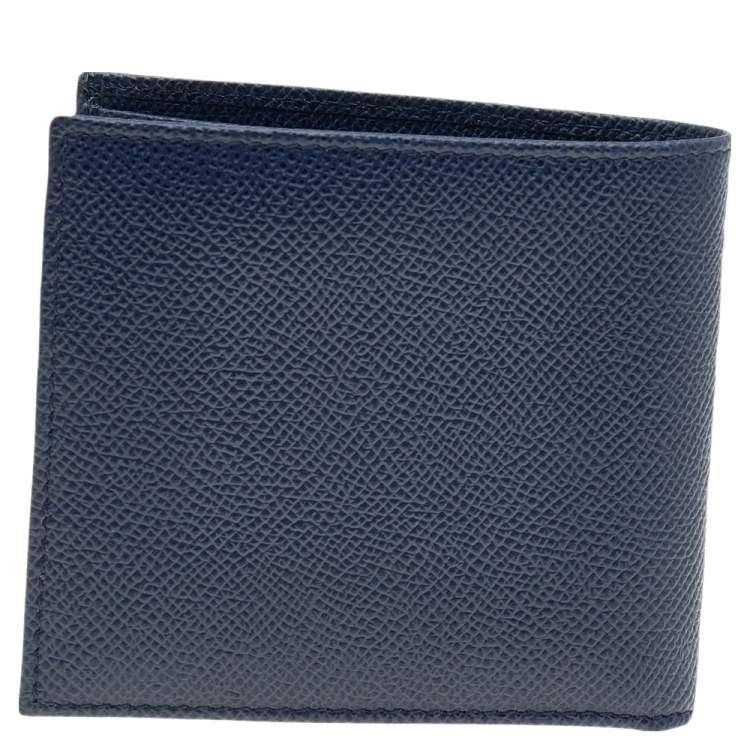 Pre Owned Dolce & Gabbana Navy Blue Leather Bifold Wallet