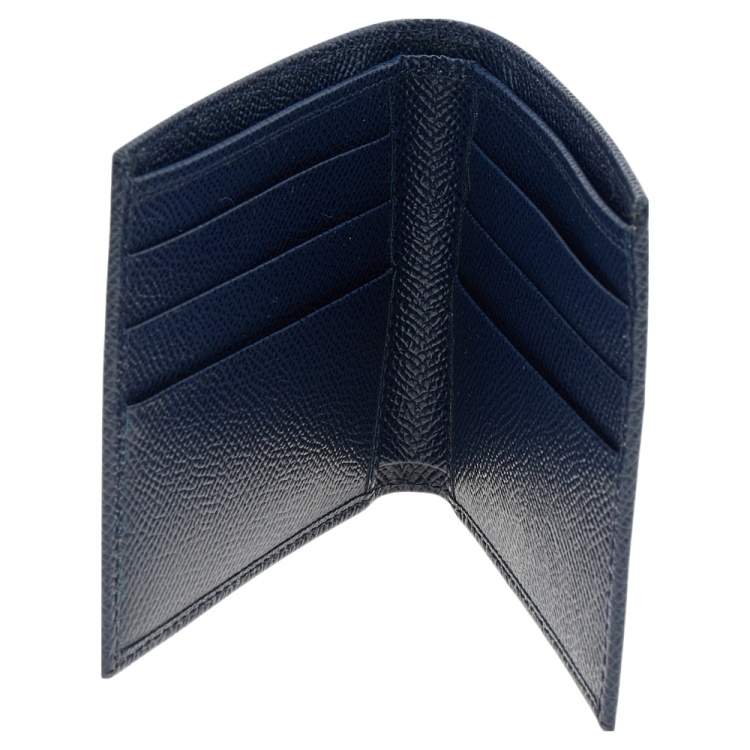 Pre Owned Dolce & Gabbana Navy Blue Leather Bifold Wallet