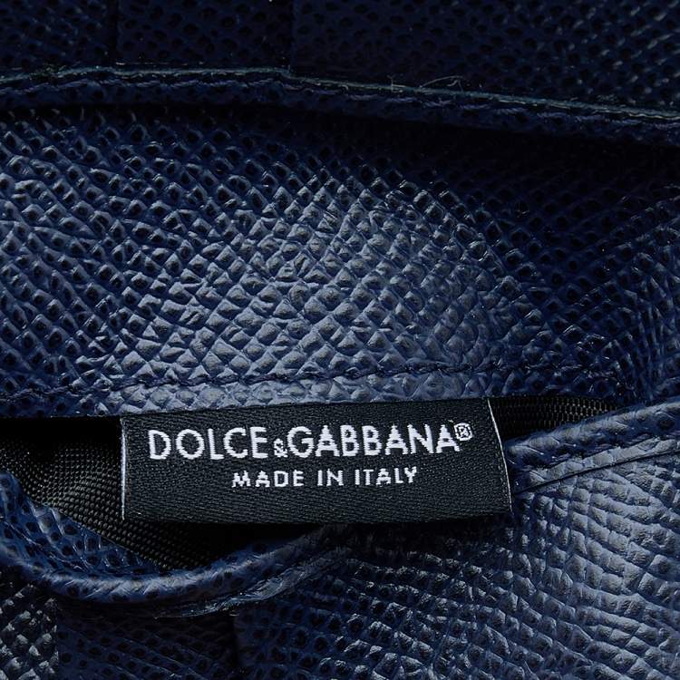 Pre Owned Dolce & Gabbana Navy Blue Leather Bifold Wallet