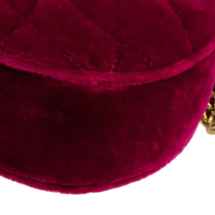 Pre Owned Dolce & Gabbana Pink Matelassé Velvet Devotion Camera Crossbody Bag