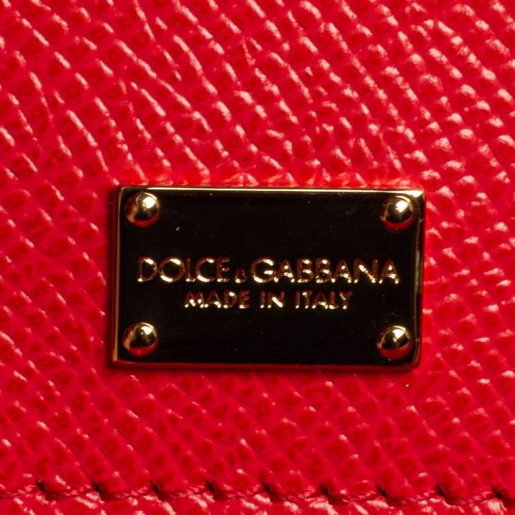 Pre Owned Dolce & Gabbana Red Leather Medium Miss Sicily Top Handle Bag