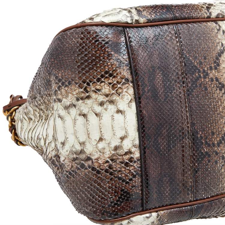 Pre Owned Dolce & Gabbana Brown Python and Leather Tote