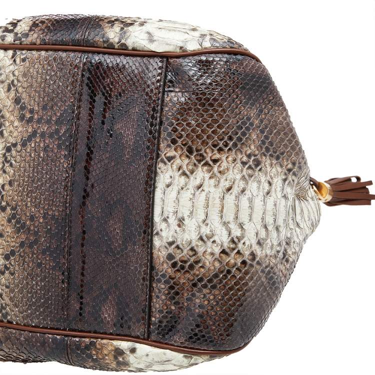 Pre Owned Dolce & Gabbana Brown Python and Leather Tote
