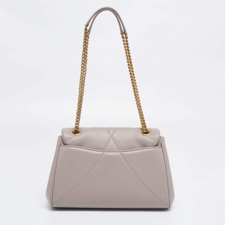 Pre Owned Dolce & Gabbana Beige Quilted Nappa Leather Large Devotion Shoulder Bag