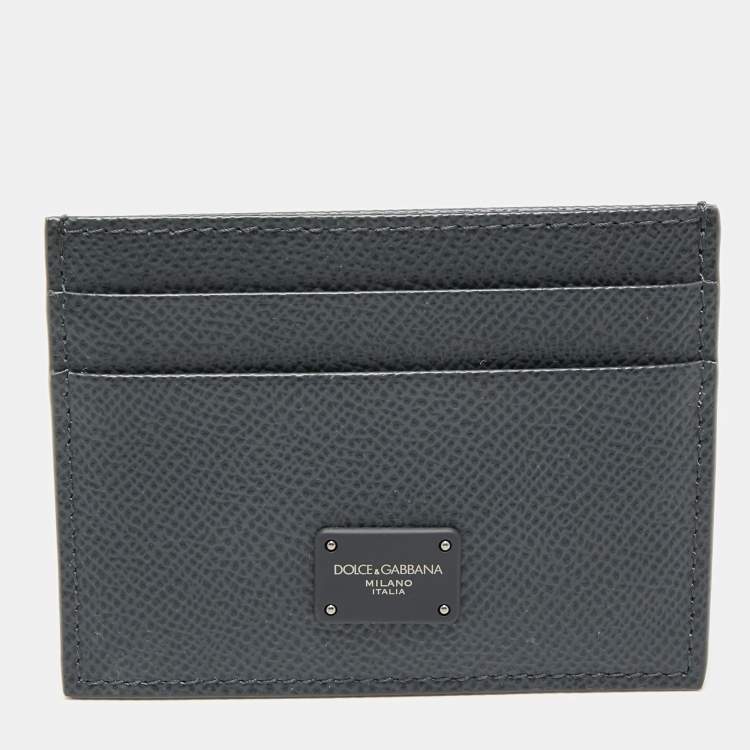 Pre Owned Dolce & Gabbana Dark Grey Dauphine Leather Card Holder