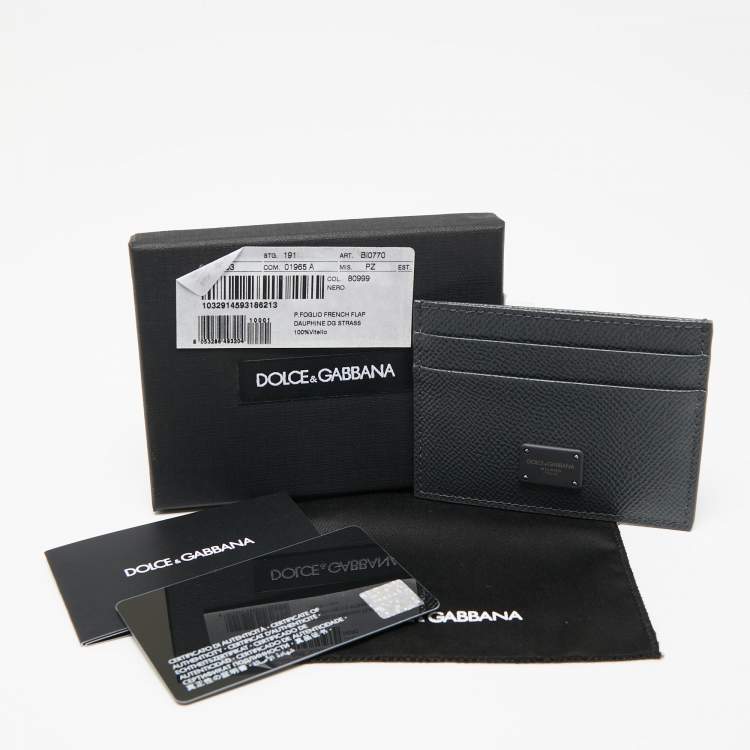 Pre Owned Dolce & Gabbana Dark Grey Dauphine Leather Card Holder