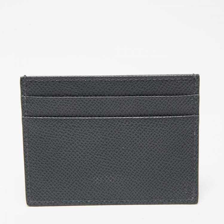 Pre Owned Dolce & Gabbana Dark Grey Dauphine Leather Card Holder