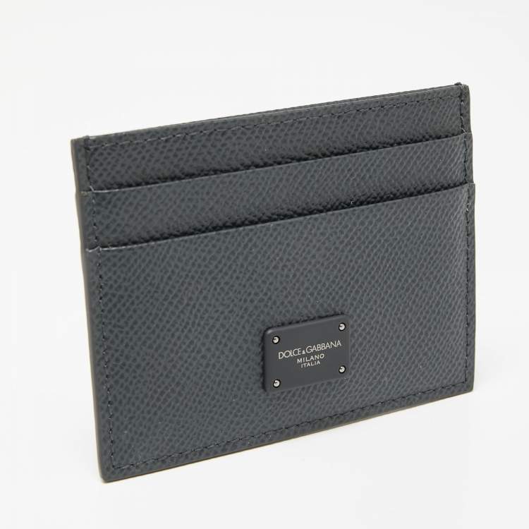 Pre Owned Dolce & Gabbana Dark Grey Dauphine Leather Card Holder