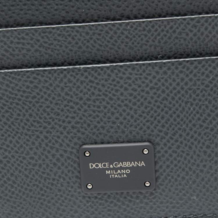 Pre Owned Dolce & Gabbana Dark Grey Dauphine Leather Card Holder