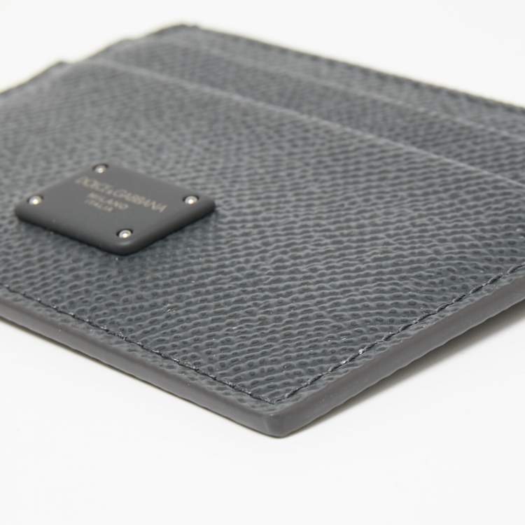 Pre Owned Dolce & Gabbana Dark Grey Dauphine Leather Card Holder