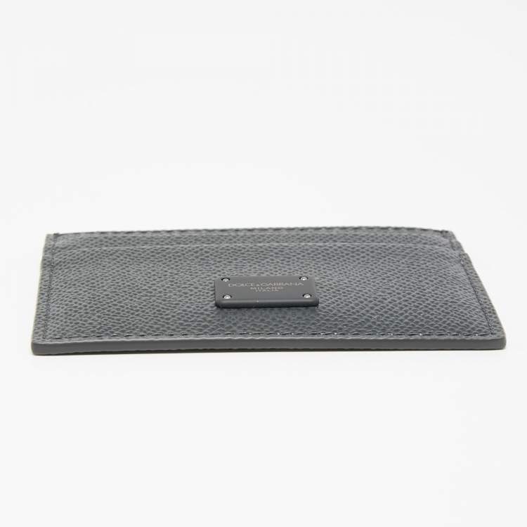 Pre Owned Dolce & Gabbana Dark Grey Dauphine Leather Card Holder