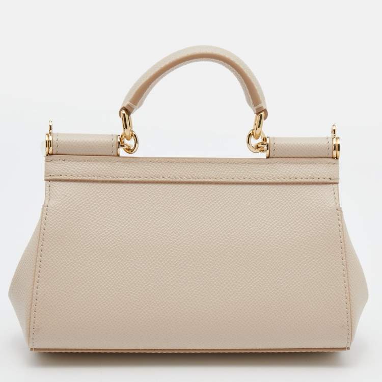 Pre Owned Dolce & Gabbana Beige Leather Mini Miss Sicily Crossbody Bag