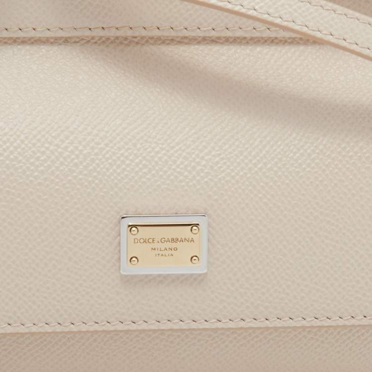 Pre Owned Dolce & Gabbana Beige Leather Mini Miss Sicily Crossbody Bag
