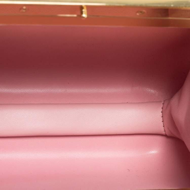 Pre Owned Dolce & Gabbana Rose Quartz Acrylic Miss Sicily Box Clutch