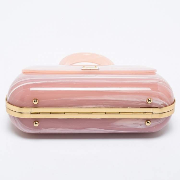 Pre Owned Dolce & Gabbana Rose Quartz Acrylic Miss Sicily Box Clutch