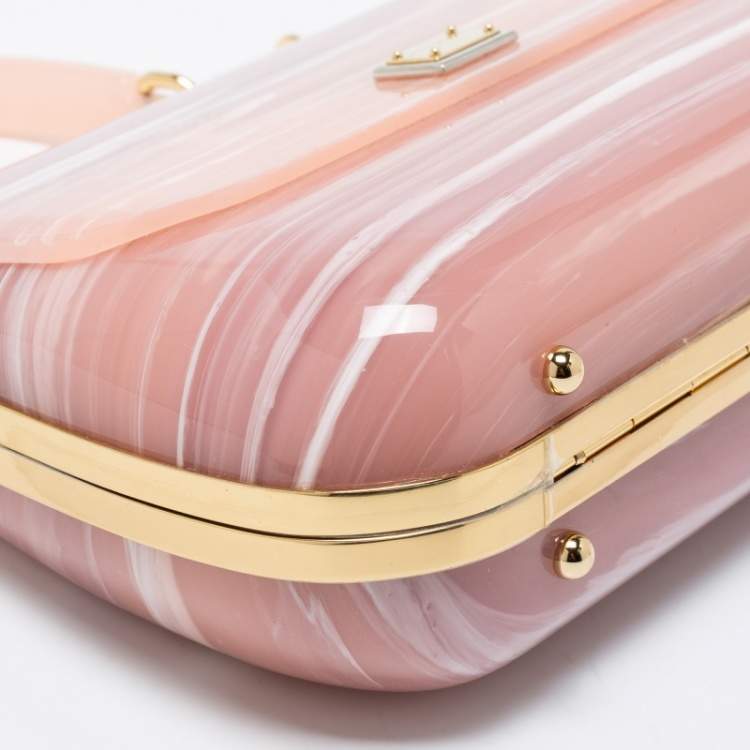 Pre Owned Dolce & Gabbana Rose Quartz Acrylic Miss Sicily Box Clutch