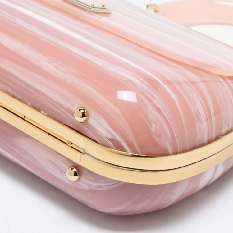 Pre Owned Dolce & Gabbana Rose Quartz Acrylic Miss Sicily Box Clutch