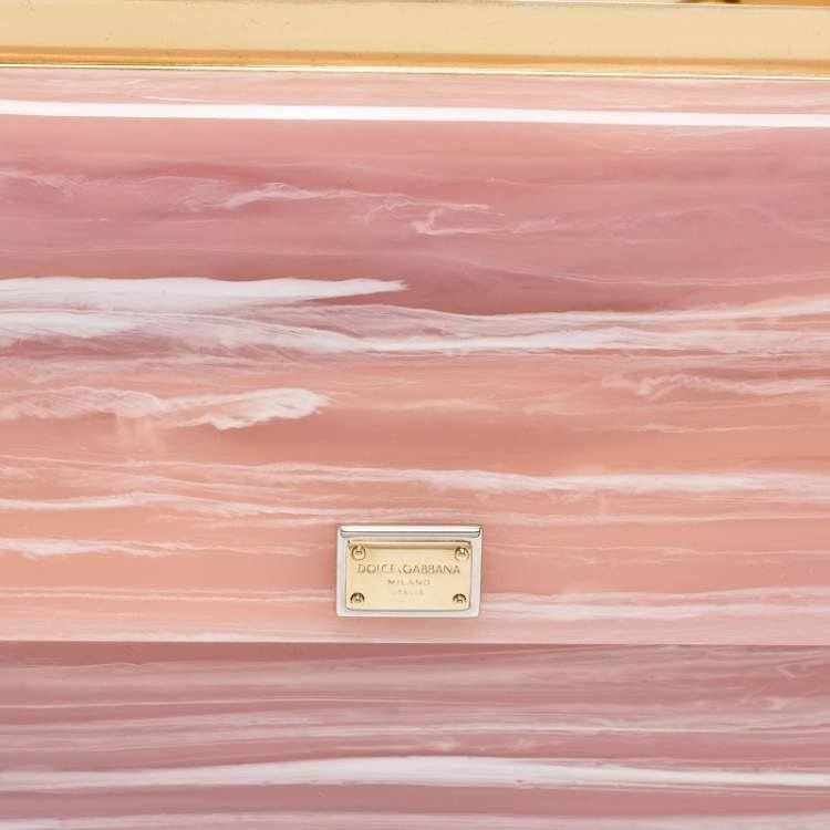 Pre Owned Dolce & Gabbana Rose Quartz Acrylic Miss Sicily Box Clutch