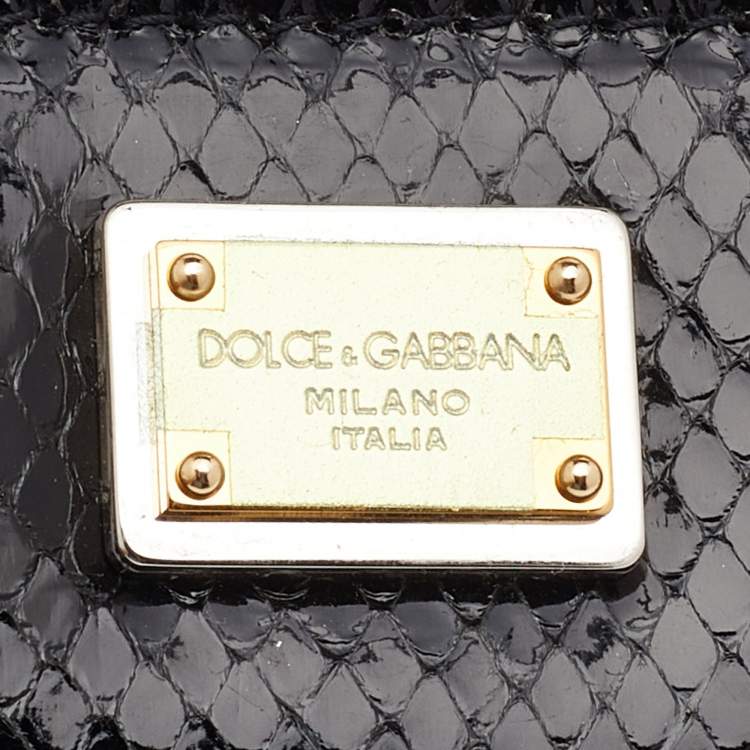 Pre Owned Dolce & Gabbana Black Python Zip Around Wallet