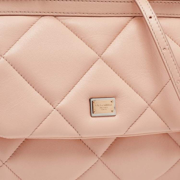 Pre Owned Dolce & Gabbana Beige Quilted Leather Sicily Shoulder Bag