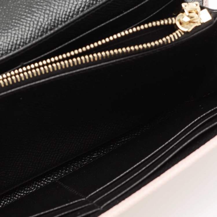 Pre Owned Dolce & Gabbana Pink Leather Dauphine Continental Wallet 