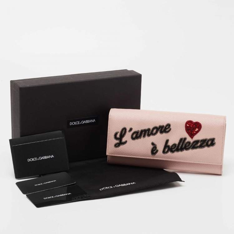 Pre Owned Dolce & Gabbana Pink Leather Dauphine Continental Wallet 