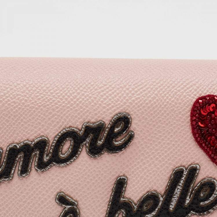 Pre Owned Dolce & Gabbana Pink Leather Dauphine Continental Wallet 