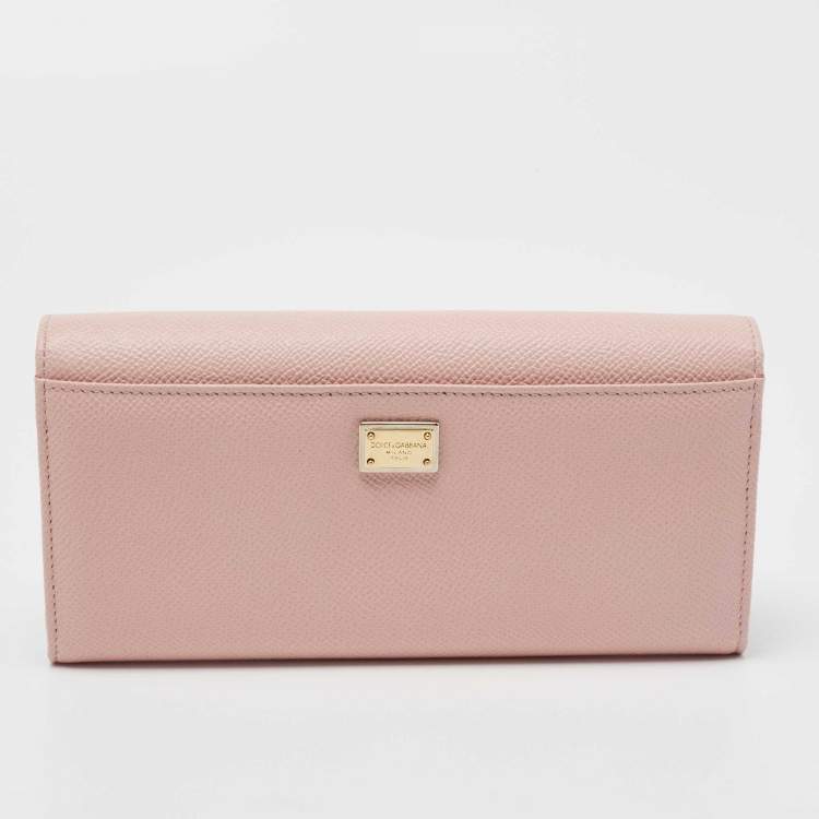 Pre Owned Dolce & Gabbana Pink Leather Dauphine Continental Wallet 