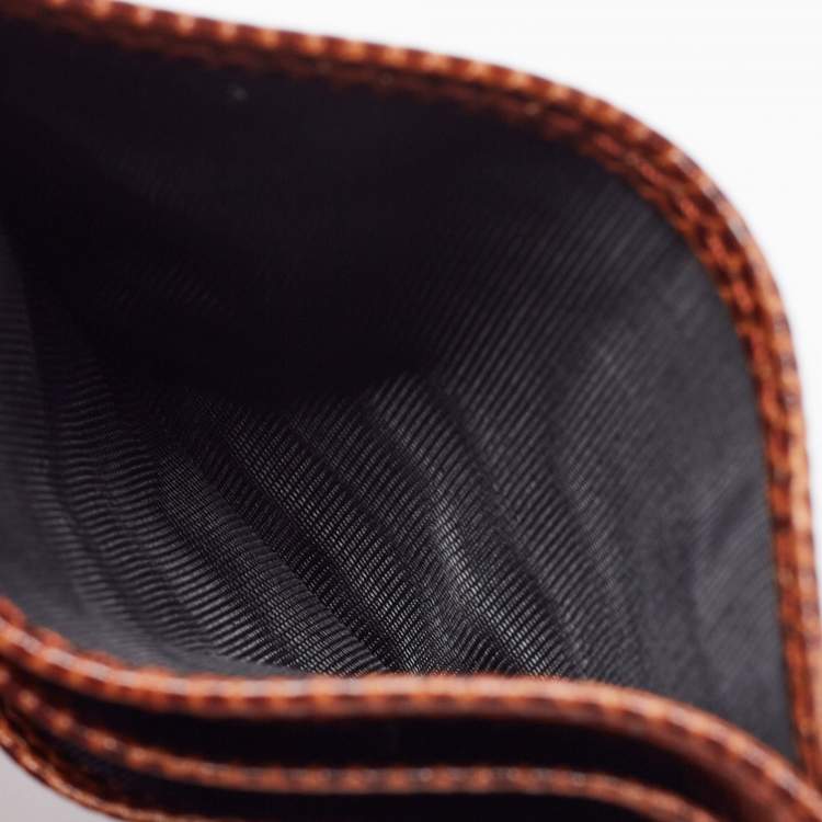 Pre Owned Dolce & Gabbana Brown Embossed Leather Card Holder