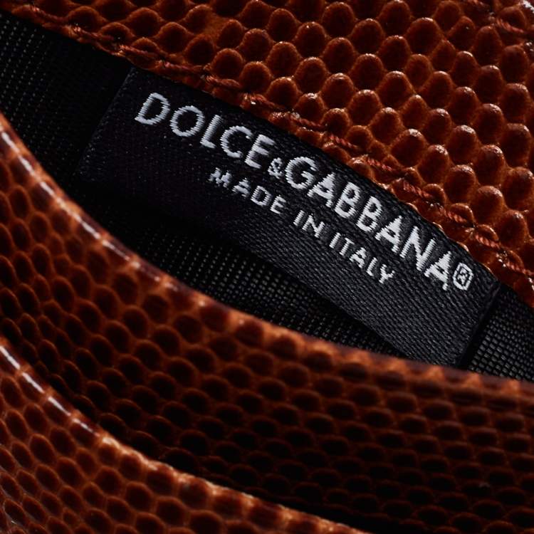 Pre Owned Dolce & Gabbana Brown Embossed Leather Card Holder