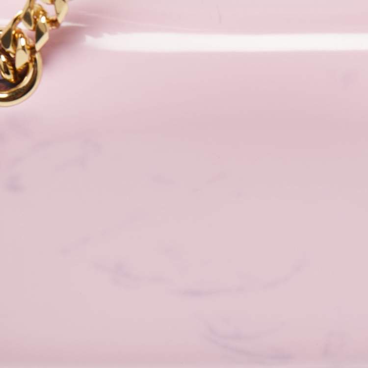 Pre Owned Dolce & Gabbana Light Pink Patent Leather DG Logo Chain Shoulder Bag