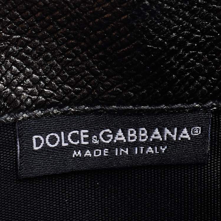 Pre Owned Dolce & Gabbana Metallic Grey Leather Miss Sicily Von Studded Wallet on Chain